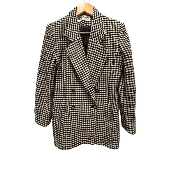 Liz Claiborne Jackets & Blazers - Vintage Liz Claiborne Womens Wool Houndstooth Blazer Size 12 Double Breasted